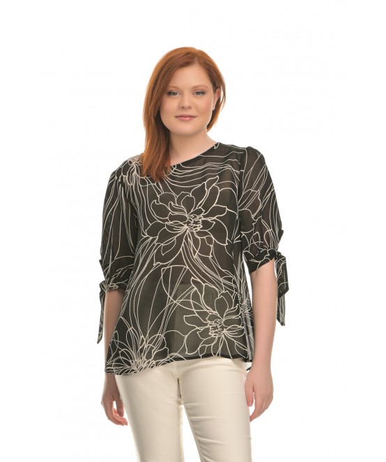 ΜΠΛΟΥΖΑ Α-LINE ΑΣΠΡΟΜΑΥΡΗ ΖΩΡΖΕΤΑ